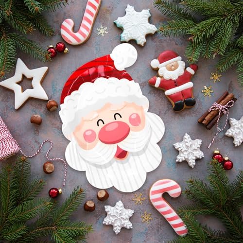 Santa Claus Xmas Plates 80 Count 105x7 Disposable