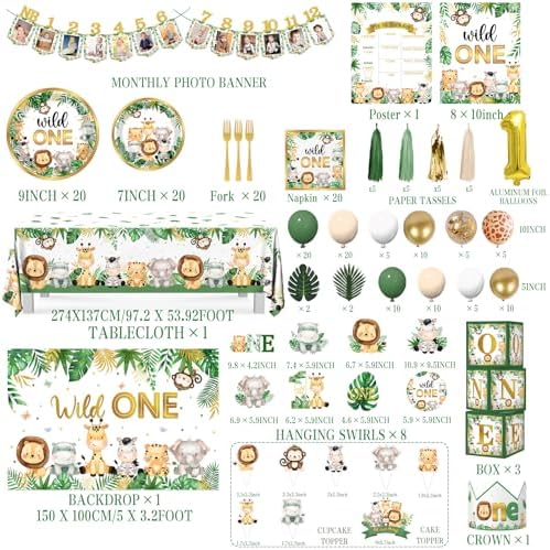 Wild Birthday Decorations 239Pcs Safari Party Kit