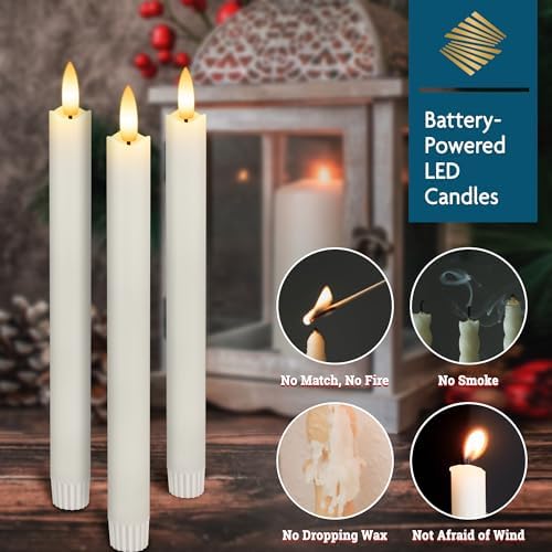SEHNSY Flameless Taper Candles with Remote 3 Pack