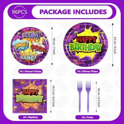 Grencian 96Pcs Turtle Birthday Party Decorations Plates Napkins