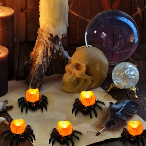 6PCS Halloween Spider LED Tea Light Decorations