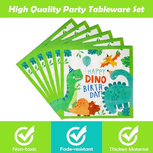 96 Pcs Dinosaur Party Set for 24 Guests