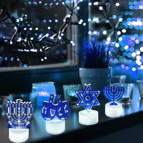 12 Pack Hanukkah Flameless Candle Lights