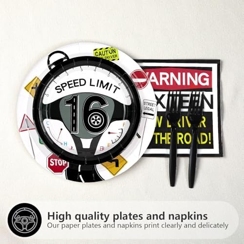 200Pcs Drivers License 16th Birthday Party Plates Napkins Set