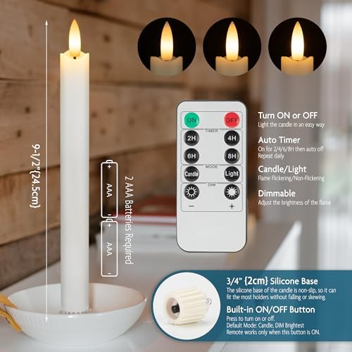SEHNSY Flameless Taper Candles with Remote 3 Pack