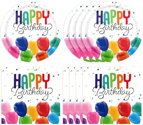 Happy Birthday Decorations Party Plates Napkins Set