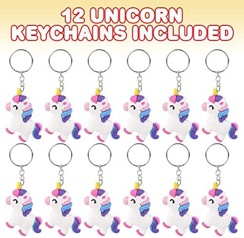 ArtCreativity Unicorn Rubber Keychains Set of 12