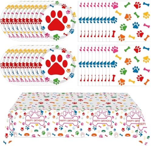 Dog Birthday Party Supplies Set of 20 with 41 Pcs Tableware