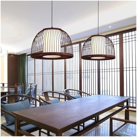 Hollow Chandelier Pendant Light with Rattan Bamboo Woven Design