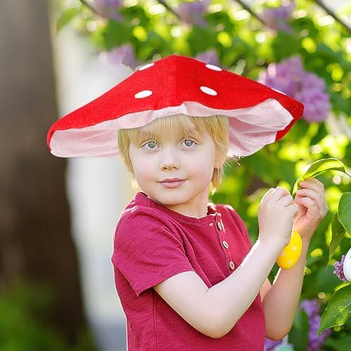 Red White Plush Mushroom Novelty Costume Hat for Women