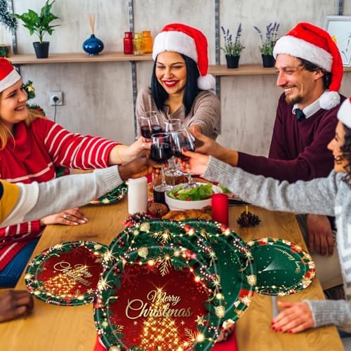 Wexifly Christmas Disposable Plates Set for 16 Guests