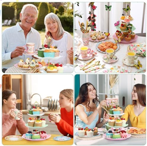 Teenyyou 121 Pcs Floral Tea Party Dinnerware Set