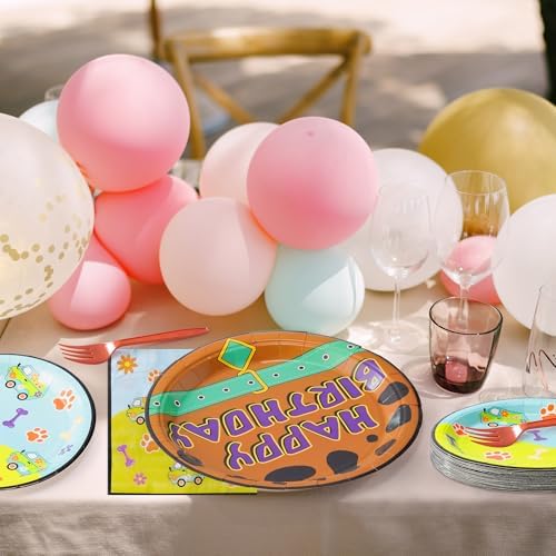 Dog Paw Party Plates - 96PCS Birthday Supplies Set