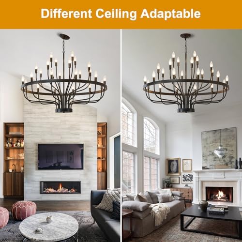 393 Inch Black Chandeliers for Dining Room 24 Light