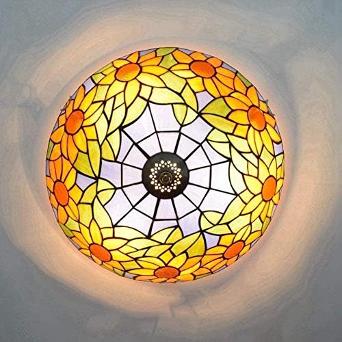 FAFACAI Blue Sunflower Tiffany Ceiling Lamp 40CM Retro Style