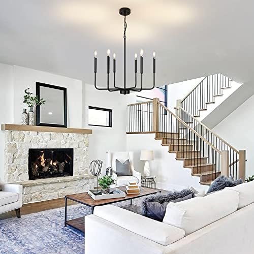 Black Farmhouse 6-Lights Chandelier for Dining Room