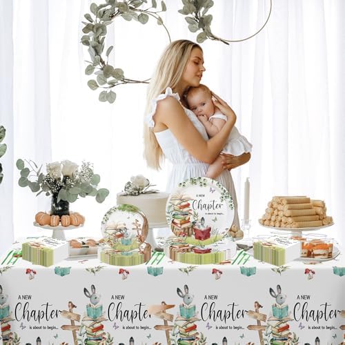 MEHOFOND 145 PCS Book Themed Disposable Plates Set