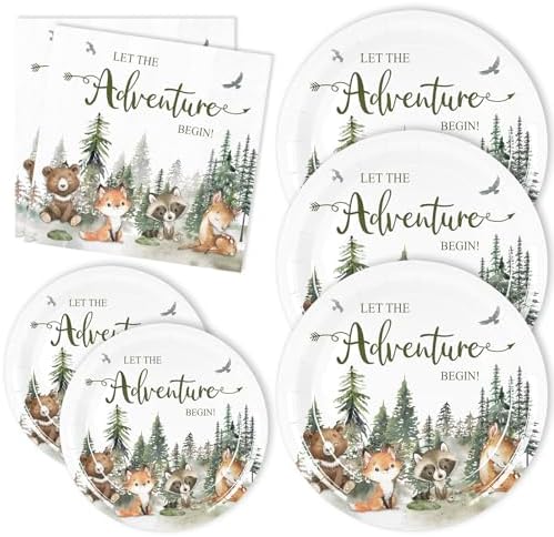 Whaline Adventure Awaits 72Pcs Party Tableware Set