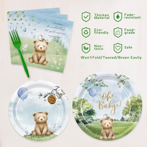 Vintage Bear Baby Shower Tableware Set 150pcs