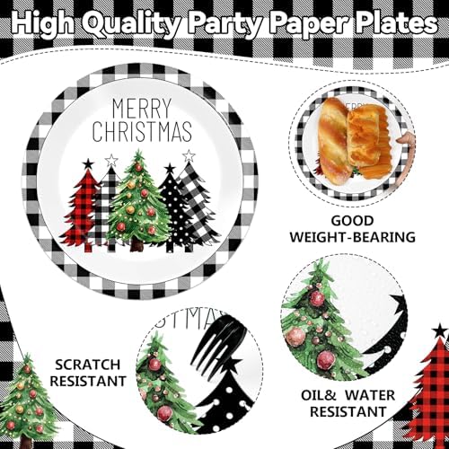 CHUNNIN 50 Pcs Christmas Tree Plates and Napkins Set