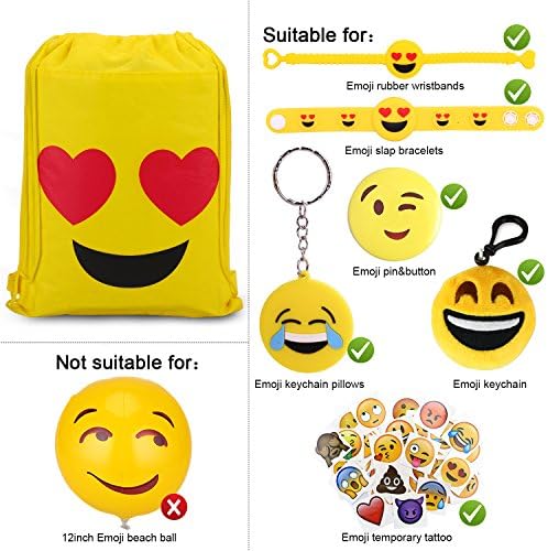 Konsait Emoticon Party Bags 12 Pack for Kids