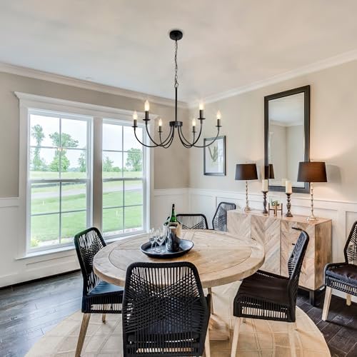 6 Light Farmhouse Chandelier Black Dining Room Light Fixture