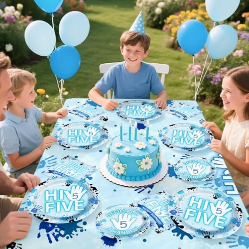 98Pcs High Five 5th Birthday Plates Napkins Tableware Set