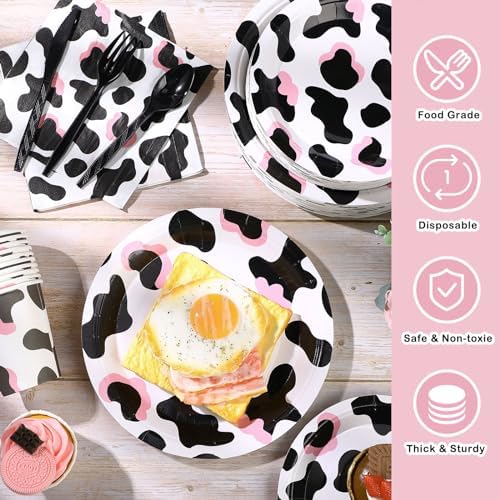 Domensi 350 Pcs Pink Cowgirl Party Tableware Set