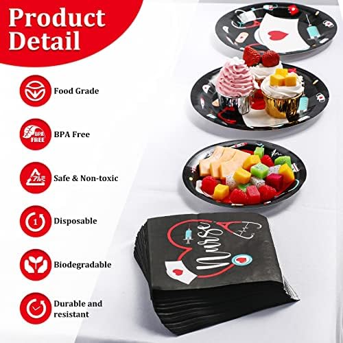 200 Pcs Graduation Nurse Party Plates and Napkins Set