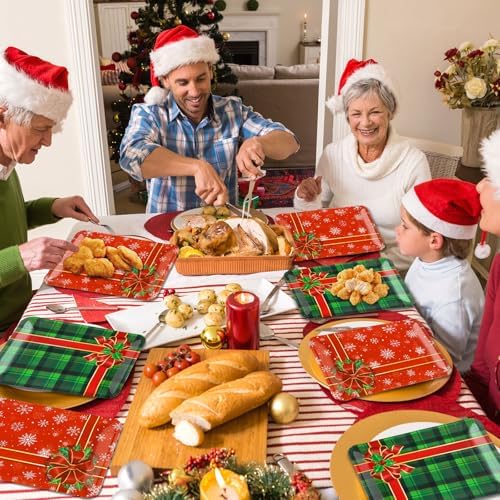 50 Count Christmas Disposable Plates with Gift Box Design