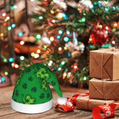 St Patricks Day Santa Hat for Kids Baby Plush Christmas Headwear