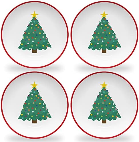 Tiny Expressions - Holiday Christmas Tree Plates Set of 4