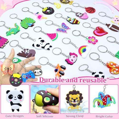 45PCS Cartoon Keychains Bulk for Kids Party Favors