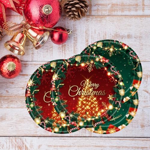Wexifly Christmas Disposable Plates Set for 16 Guests