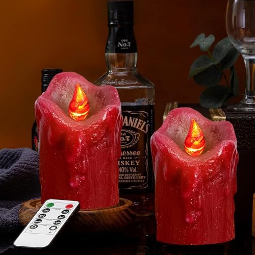 DEVSYWAX Flameless Pillar Candles Set of 3 Real Wax LED