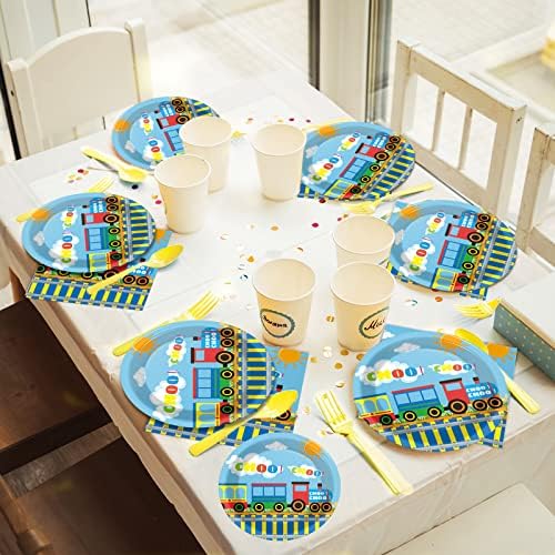 Train Birthday Party Plates and Napkins Set