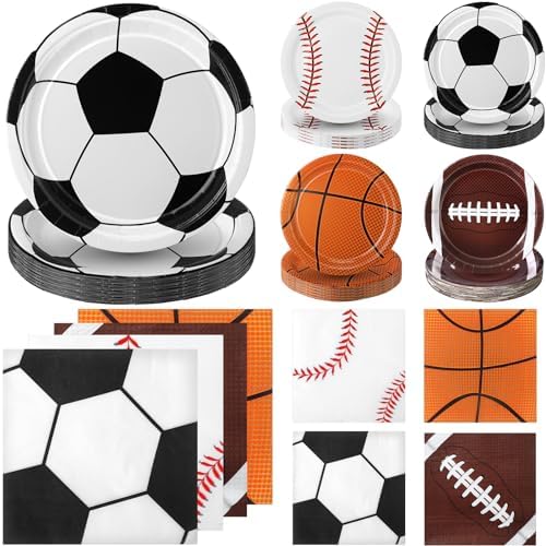 Ziliny 160 Pcs Sports Party Decorations Plates Napkins Set