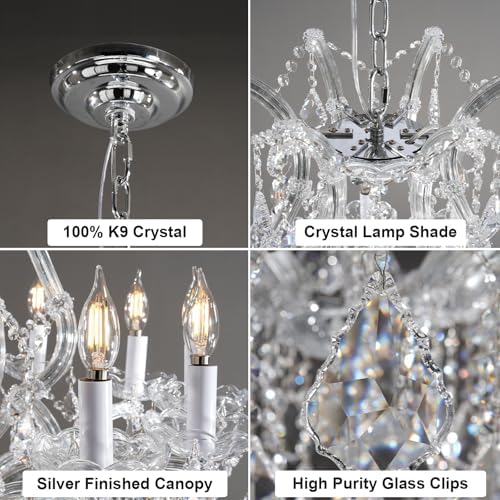 BEIRIO 12-Light K9 Crystal Chandelier Luxury Modern