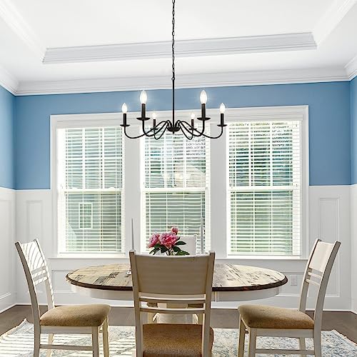Cunfash 6-Light Black Chandelier for Dining Room and Kitchen Island