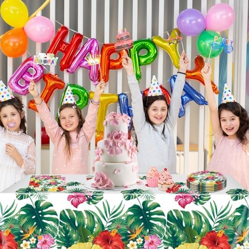 Hawaiian Birthday Party Set with 20 Plates 20 Napkins 1 Tablecloth