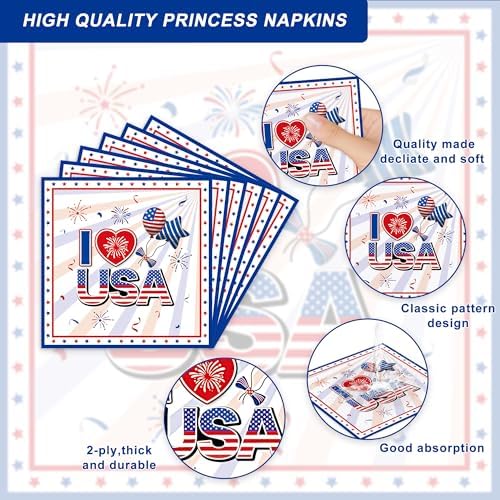 123 Pcs 4th of July Party Supplies Set for 20 Guests