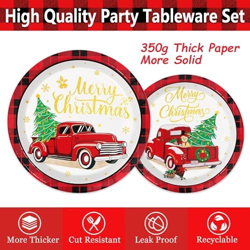 Oigco Christmas Truck Dinnerware Set for 24 Guests