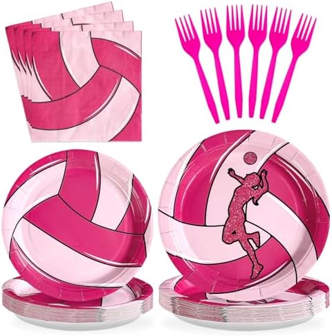 Grencian 96Pcs Volleyball Party Supplies Plates