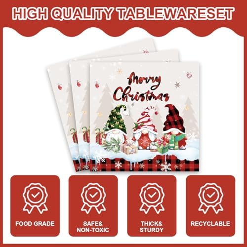 40 Pcs Christmas Party Plates with Gnome Decorations
