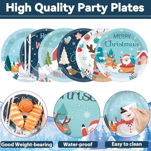 48Pcs Christmas Party Plates with Snowman Design