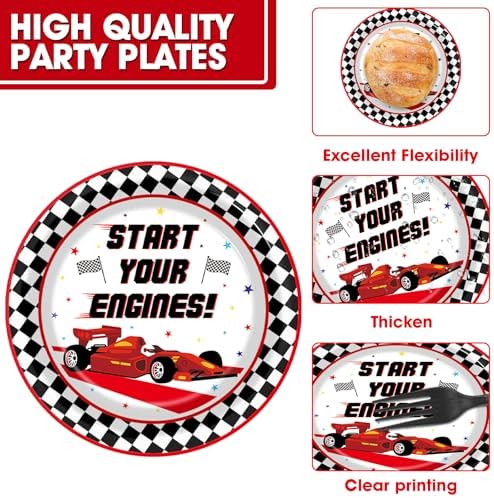 96Pcs Racing Car Party Plates Napkins Set for 24 Guests