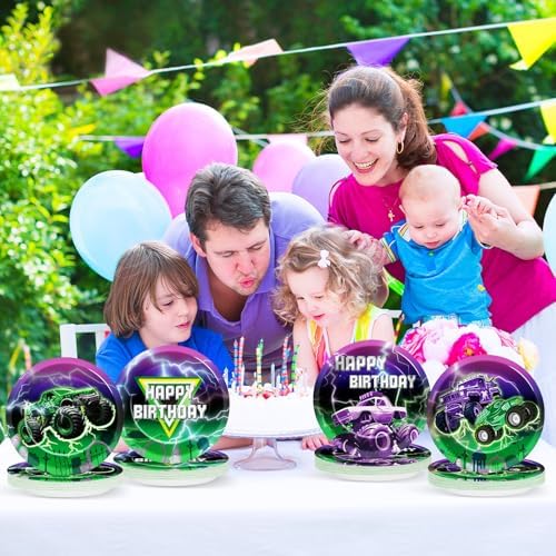 48Pcs Monster Truck Party Paper Plates 7 Inch Racing Car Theme