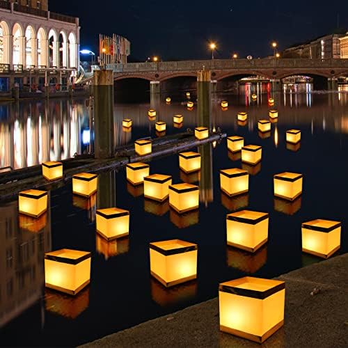 12 Pack Reusable Floating Water Lanterns with LED Candles