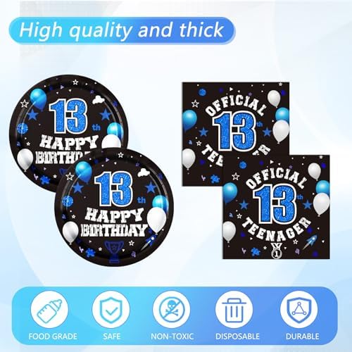 13th Birthday Plates Napkins and Tablecloth Set for Kids