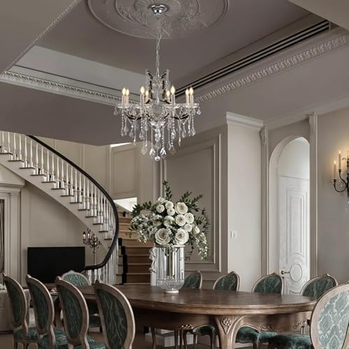 VARTTYAL Black Crystal Chandelier 8 Light 30 Inch Ceiling Light Fixture